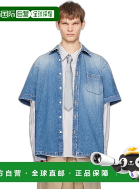 香港直邮Givenchy 纪梵希 男士 蓝色褪色牛仔衬衫 BM60ZZ5Y99短袖