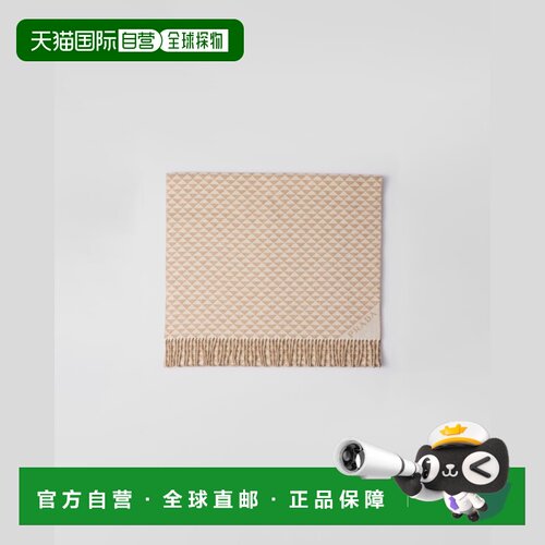 自营欧洲直邮PRADA普拉达 Symbole女士沙色/白色双面羊毛羊绒披肩