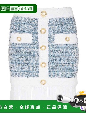 BALMAIN 女士半身裙 CF1LB293KF88SLJ亚麻a字裙