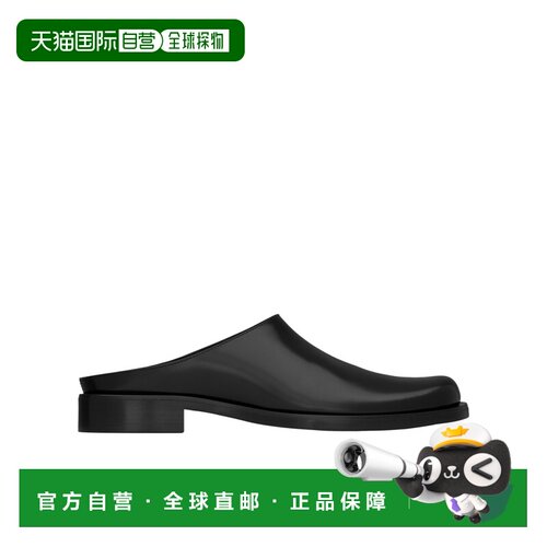 1h可退 香港直邮Saint Laurent 圣罗兰 男士 Angus 黑色皮质凉拖