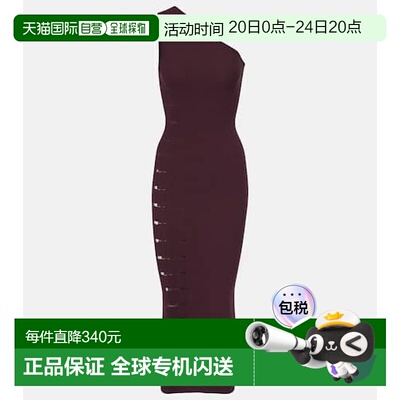1h可退 香港直邮Wolford 女士 斜裂口单肩中长连衣裙 purple紫色