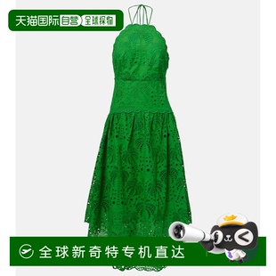 香港直邮FARM 女士 1h可退 RIO 舒 精饰棉质中长连衣裙 green绿色