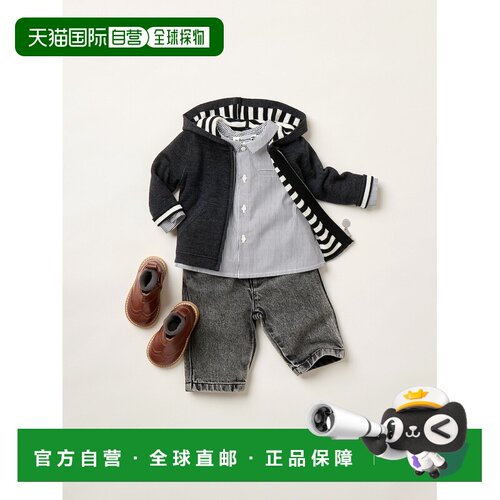 欧洲直邮Bonpoint小樱桃 Boubou男婴黑色细条纹衬衫