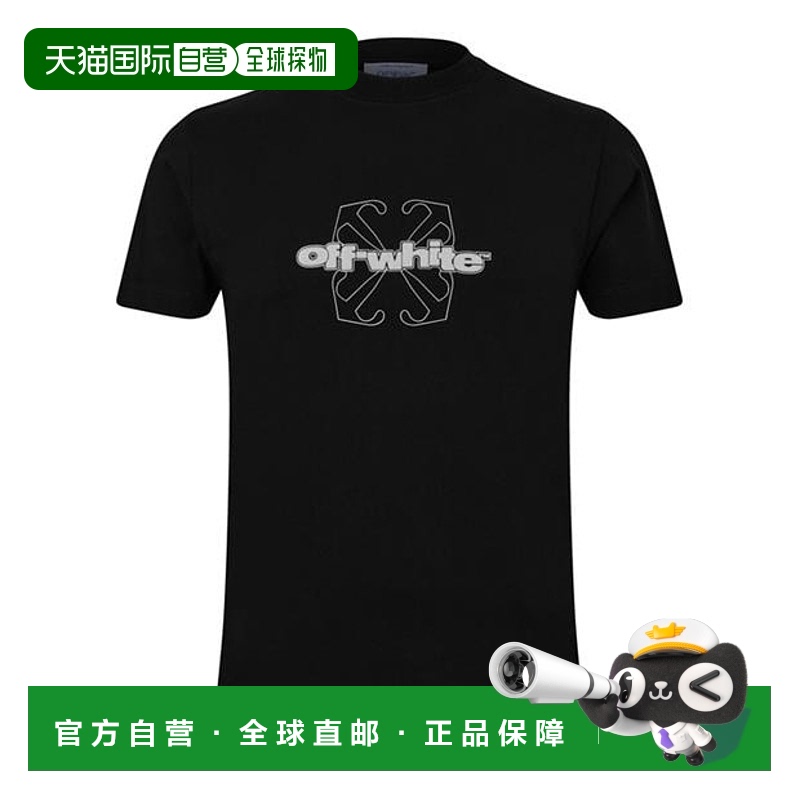 1h可退 香港直邮Off-white 男士 Flock 箭号T恤 black黑色 舒适时