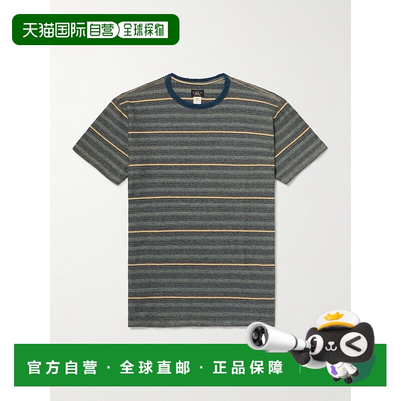 1h可退 香港直邮RRL 拉夫 劳伦RRL 男士 Harvey 条纹棉质T恤 7829