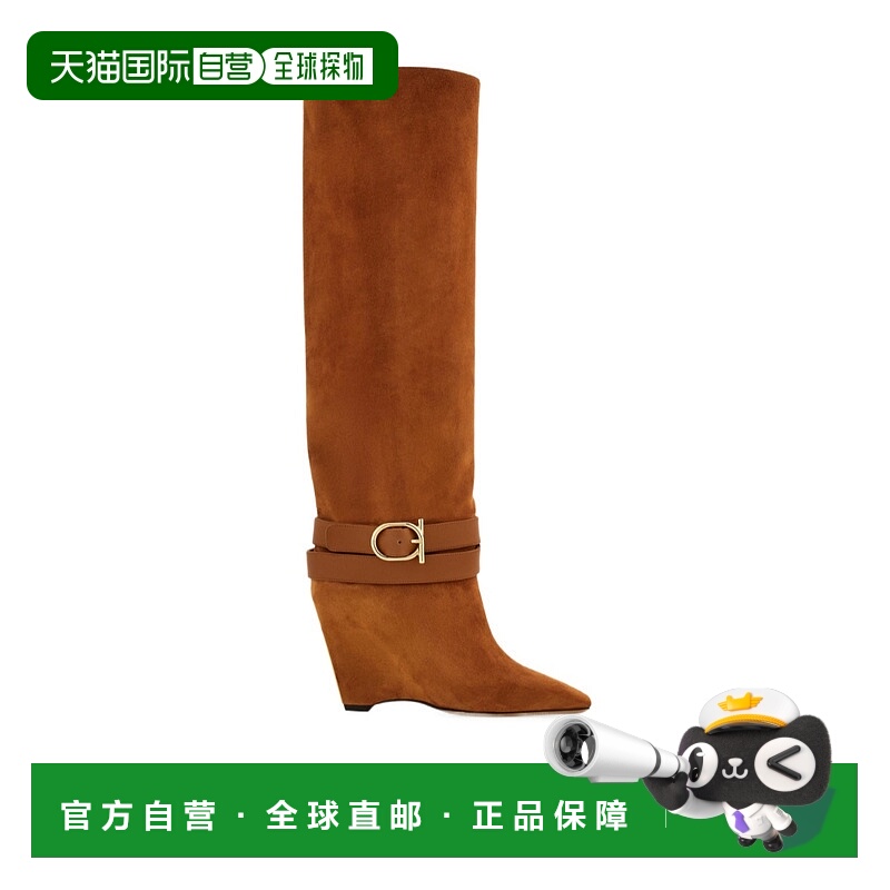 香港直邮Salvatore Ferragamo 及膝坡跟靴 01K619