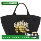 香港直邮GANNI Print 甘尼 黑色 1h可退 XXL 女士 Banana 托特包