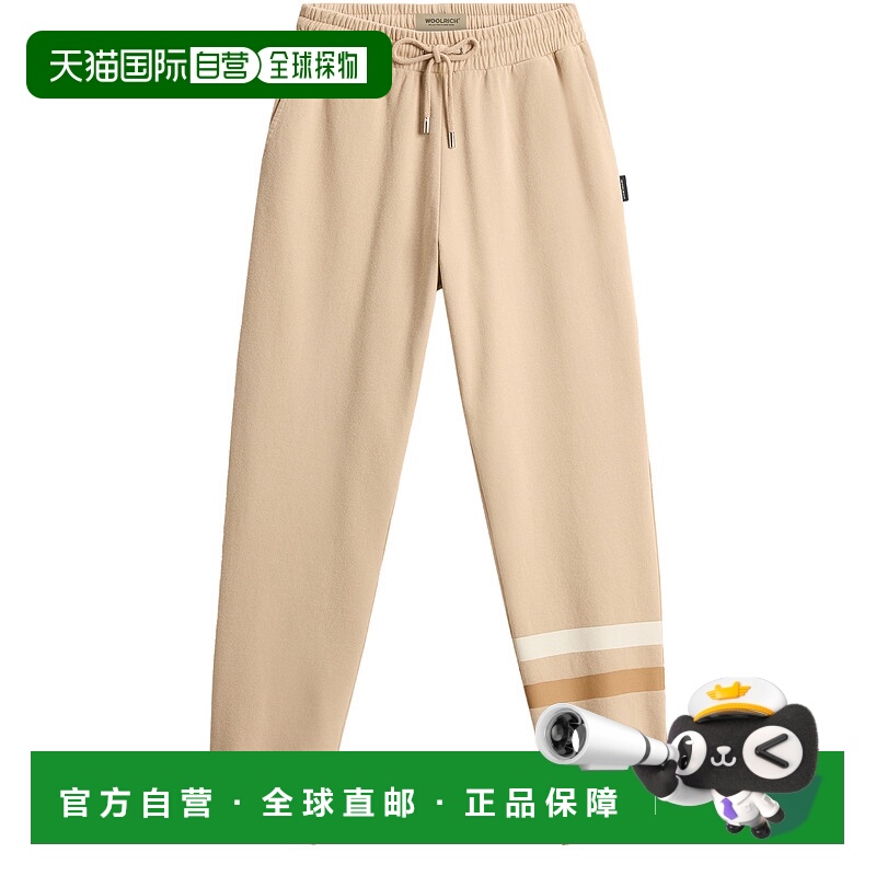 欧洲直邮WOOLRICH 女士 休闲裤 纯棉抓绒条纹细节长裤  WOO26Z32B