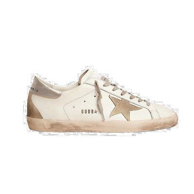 自营欧洲直邮GOLDENGOOSE/GGDB男士白色皮革绒面星星金属平底小脏
