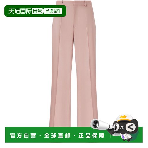 自营欧洲直邮CHLOE蔻依 女士粉色羊毛正装裤西装裤直筒裤