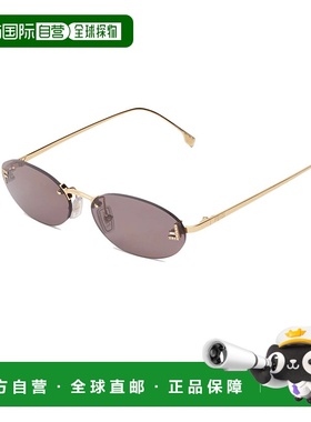 欧洲直邮FENDI芬迪 23新款First系列女士灰色镜片银色椭圆框墨镜