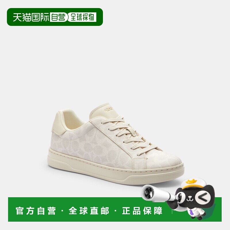 自营欧洲直邮Coach蔻驰 女士白色高帮帆布运动鞋