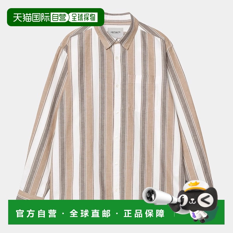 自营欧洲直邮Carhartt Wip 男士米色/白色棉/亚麻长袖衬衫