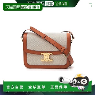 1h可退 香港直邮Celine 思琳 女士 TRIOMPHE 中号织物和牛皮革手