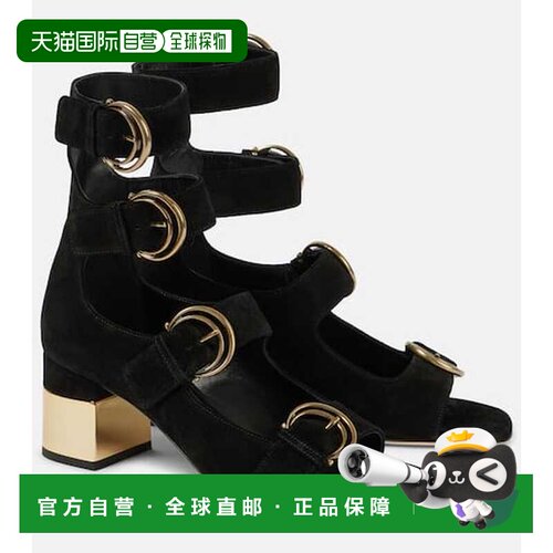1h可退 香港直邮Chloe 蔻依 女士 Alize 绒面革浅口鞋 black黑色