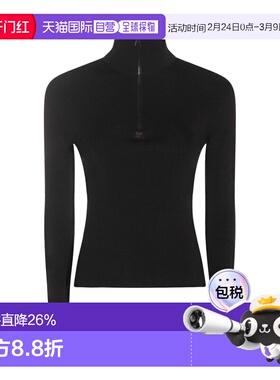 1h可退 香港直邮Courreges 女士 黑色羊毛针织衫 325MPU247TFI007