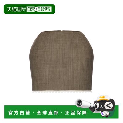 1h可退 香港直邮magda butrym 女士 蕾丝边羊毛迷你半身裙包臀裙