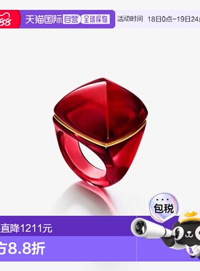自营欧洲直邮Baccarat巴卡拉 Medicis女士红色水晶金线戒指配饰