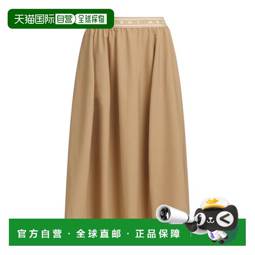 香港直邮Marni 羊毛混纺中长半身裙 GOMA0707S0UTP771长裙a字裙