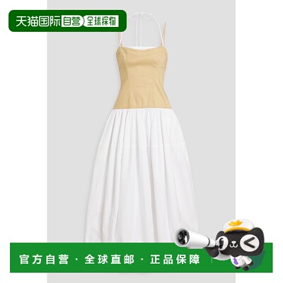 1h可退 香港直邮Simkhai 女士 Pfeiffer 亚麻混纺棉质府绸中长连