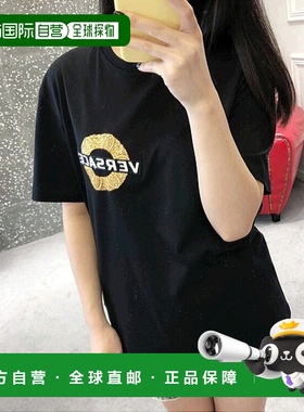 香港直发Versace范思哲黑色logo刺绣T恤时尚百搭A81941A224589A00