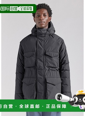 自营欧洲直邮Pyrenex Bazus男士黑色派克大衣羽绒夹克外套