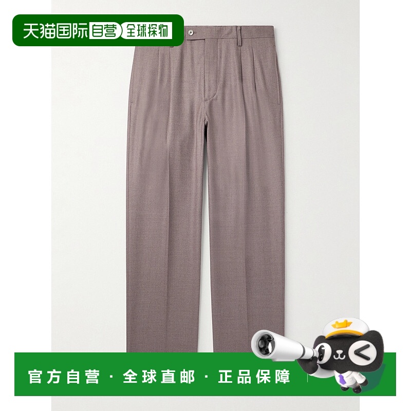 1h可退 香港直邮AURALEE 男士 阔腿褶裥羊毛/斜纹布裤子 A25AP02O