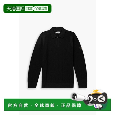 香港直邮Stone Island 石头岛 男士 Logo-appliqued 羊毛混纺半拉
