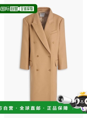 1h可退 香港直邮Sandro 女士 双排扣羊毛混纺毛毡大衣 SFPOU00678
