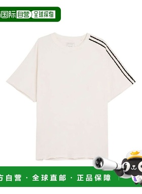 香港直邮Y-3 男士 3 毛边条纹棉质T恤 KS9748 white白色 舒适时尚