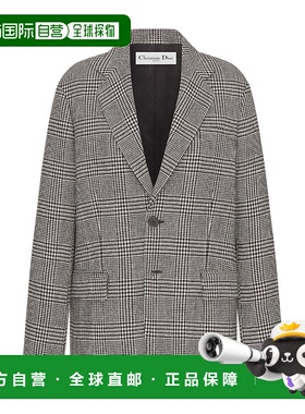 香港直邮Dior 格纹羊毛西装外套 411V14A1376迪奥