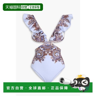 3917WSS242ONEPIEC 剪口荷叶边印花泳衣 香港直邮ZIMMERMANN 女士