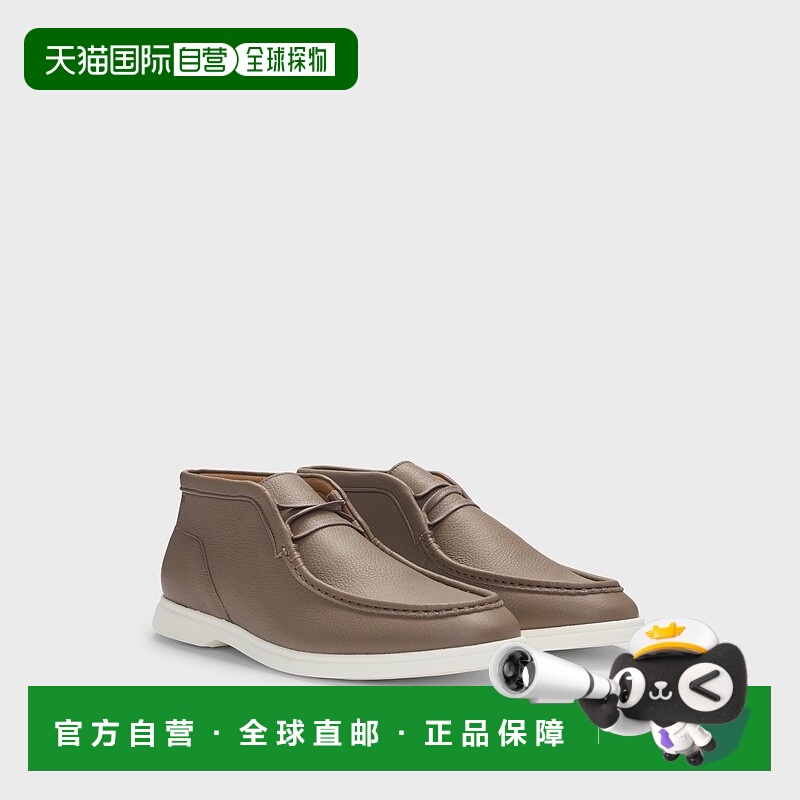 自营欧洲直邮HUGO BOSS雨果BOSS BLACK 男鞋摔纹皮革厚底沙漠靴