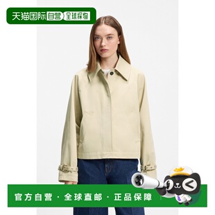 自营欧洲直邮HUGO BOSS雨果 女士米色棉质常规款短款风衣