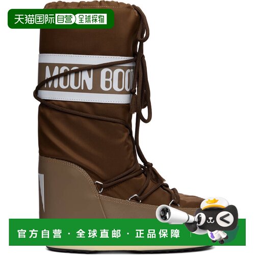 1h可退 香港直邮moon boot 月亮靴 男士 棕色 Icon Nylon 中筒靴