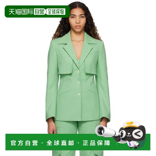 1h可退 香港直邮GANNI 甘尼 女士 绿色风雨挡片西装外套 F7593