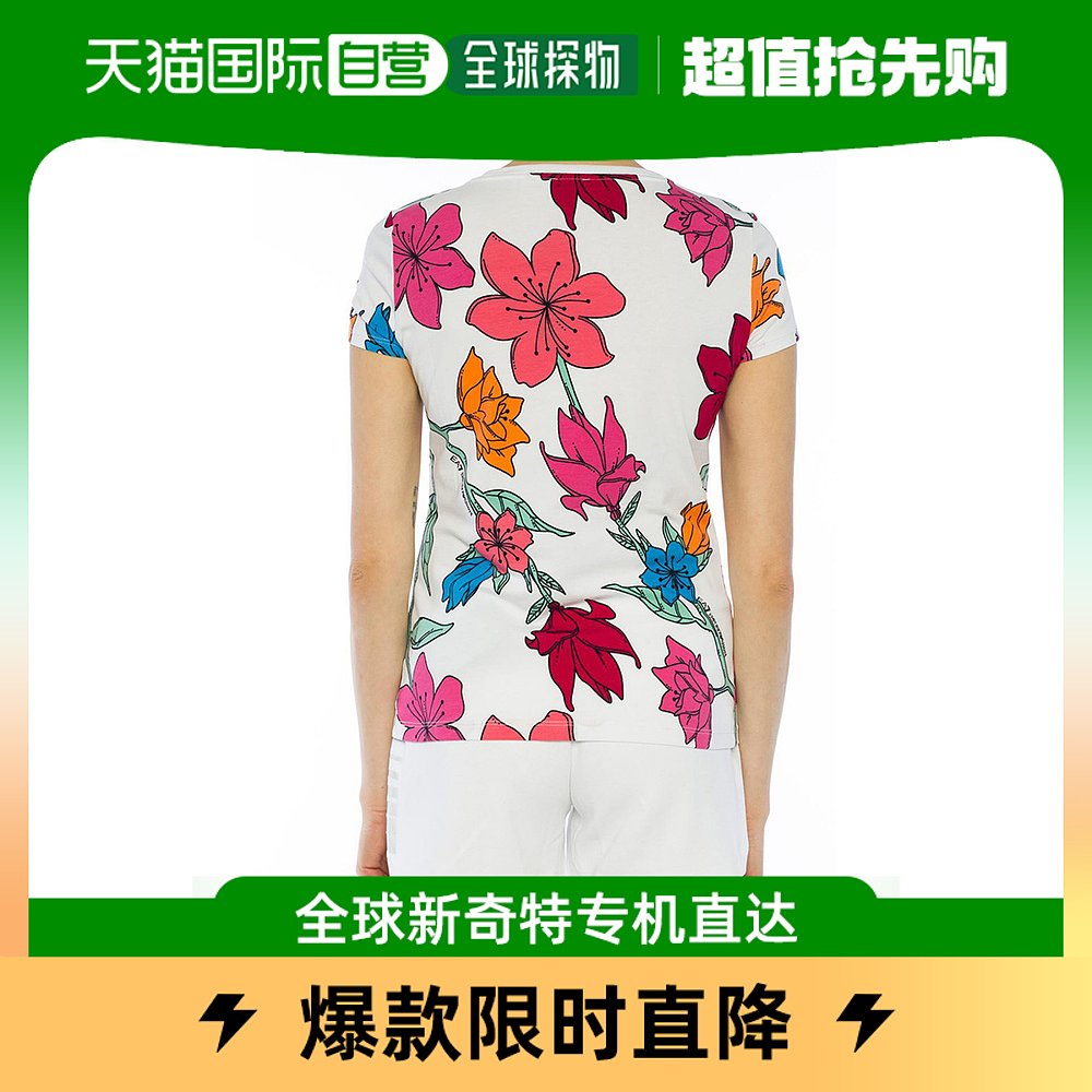 香港直邮EMPORIO ARMANI女士白色棉质花卉图案 T恤 3ZTT71-TJ12