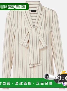 1h可退 香港直邮NILI LOTAN 女士 Angelique 打结领条纹真丝衫