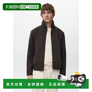 自营欧洲直邮Mango芒果 男士巧克力色常规版型拉链外套