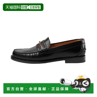 双G标志乐福鞋 女士黑色皮革平跟圆头经典 古驰 自营欧洲直邮Gucci