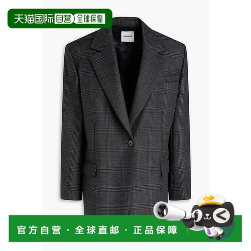 1h可退 香港直邮Sandro 女士 威尔士王子格纹羊毛花呢西装外套 SF