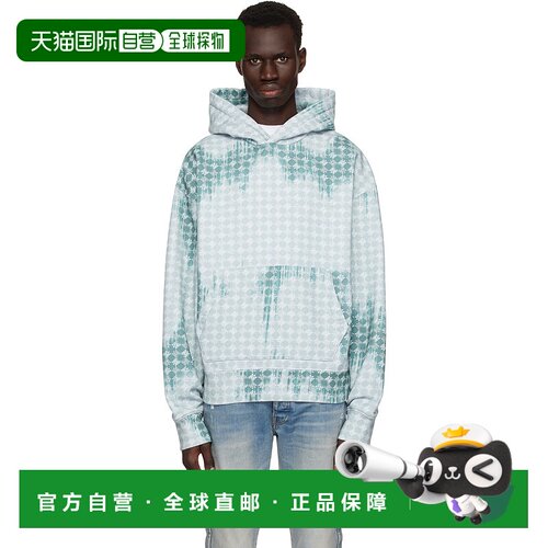 1h可退 香港直邮AMIRI 男士 蓝色 MA Quad Bleached 连帽衫 AMJYH