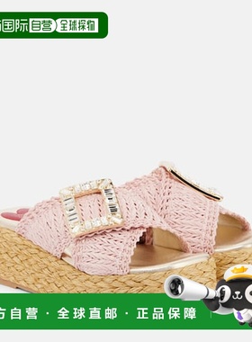 香港直邮ROGER VIVIER 罗杰 维维亚 女士 Espa 60 精饰拉菲草编织