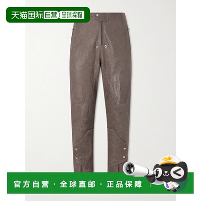 香港直邮rick owens 瑞克 欧文斯 男士 Motopants 直筒拼接皮革裤