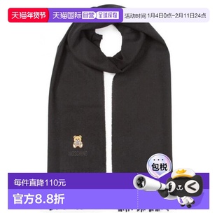 欧洲直邮MOSCHINO莫斯奇诺 小熊徽标同款羊毛绒线围巾丝巾配饰