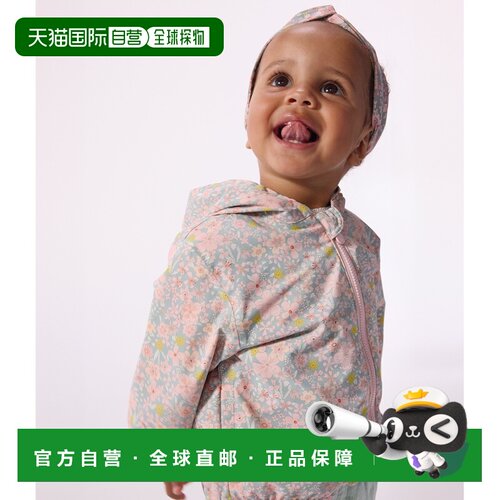 欧洲直邮Petit Bateau小帆船 婴儿花卉千鸟格衬里防风夹克6个月