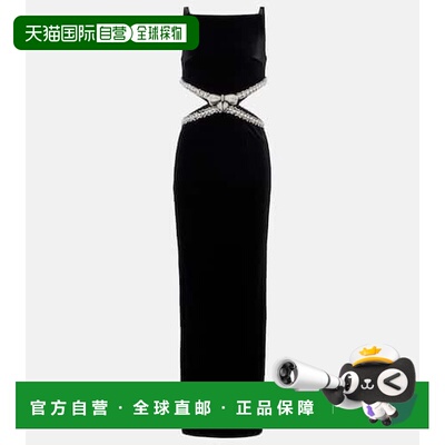 1h可退 香港直邮Self-Portrait 女士 剪口天鹅绒长款连衣裙女装