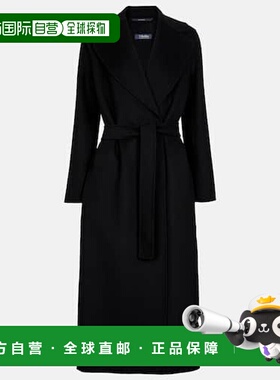 1h可退 香港直邮'S Max Mara 女士 Poldo 初剪羊毛大衣 black黑色
