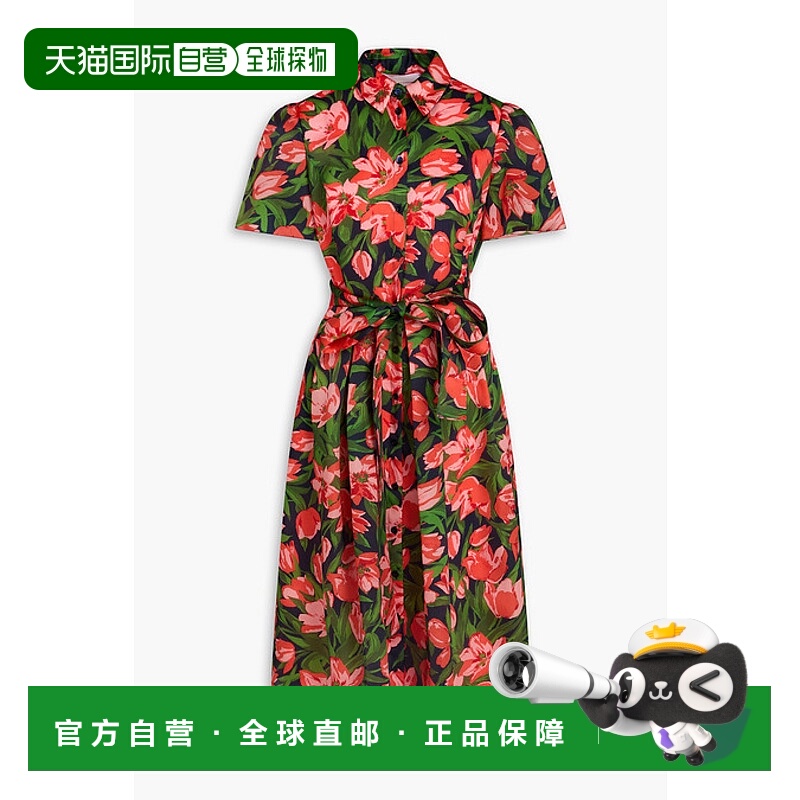 香港直邮CAROLINA HERRERA 女士 印花丝质欧根纱中长衬衫式连衣裙