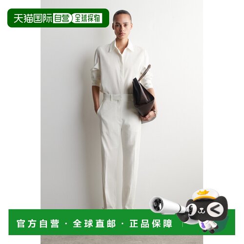 自营欧洲直邮COS 女士白色亚麻直筒裤女裤